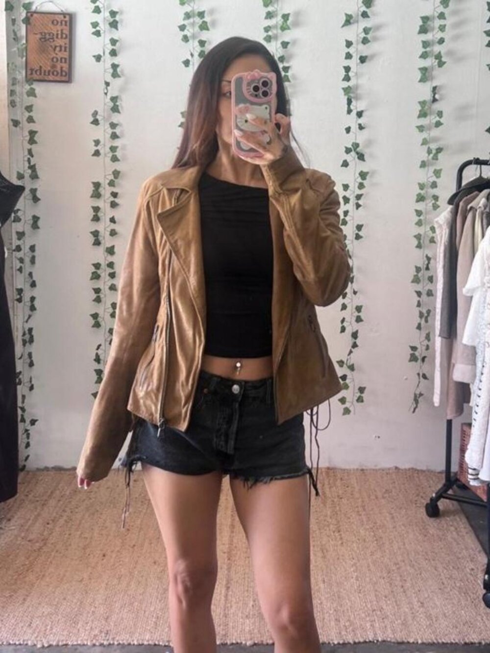 Guess 100% leather moto jacket with lace up detail on the side size M